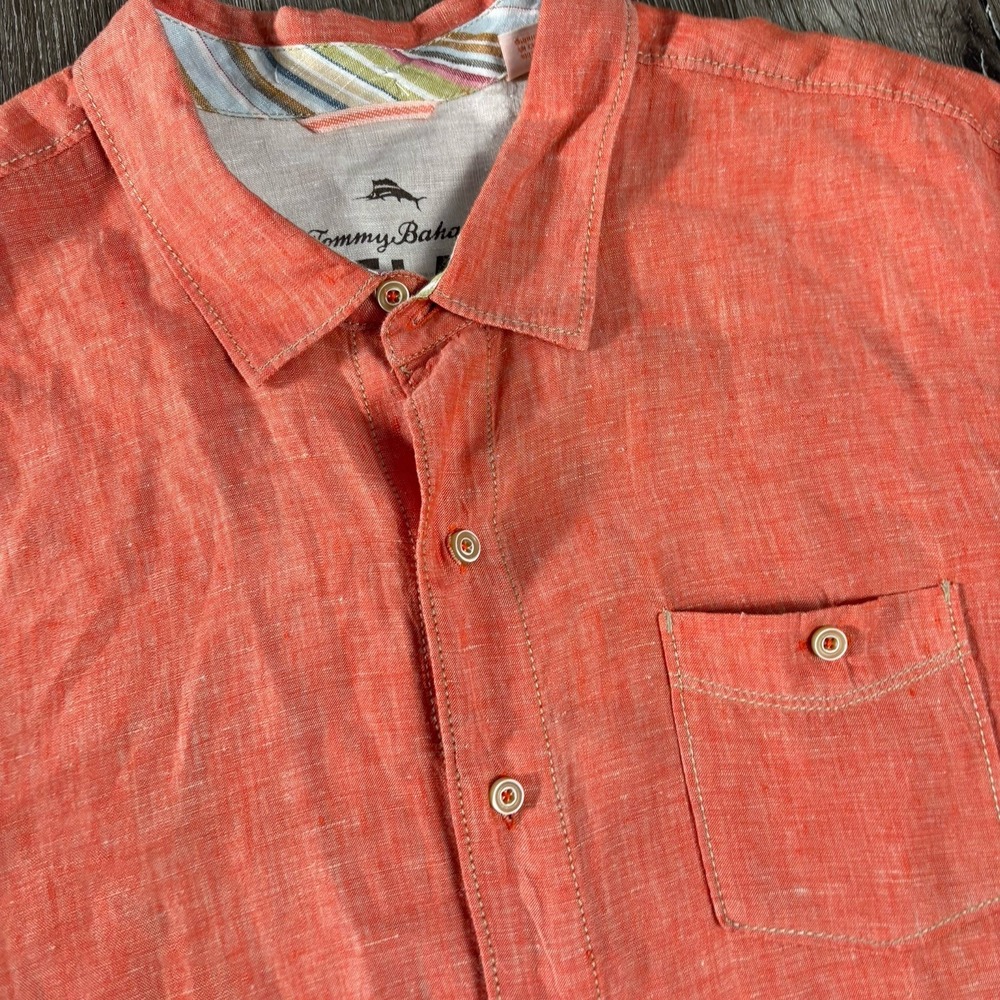 Tommy Bahama‎ Relax Island Linen Shirt Men's XLX/TGT Orange Modern Fit SS Button
